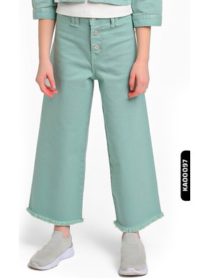 Escabel Yüksek Kemerli Çıtçıt Kapamalı Geniş Paçalı Kız Çocuk Pantolon 5-14 Yaş 2440