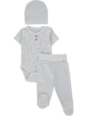 Bebetto Ribana Body Set 3lü (Happy Anımal) Gri Melanj