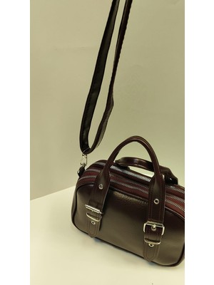 Mercan Bags Kadın Kemer Detaylı Kırışık Dokulu Deri Görünümlü Günlük El Kol ve Omuz Çantası