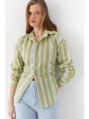 MARKALİSTE Sırt Bağlama Detaylı Gömlek Yeşil