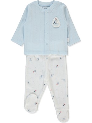 Bebetto Ajurlu Patikli Pijama Takımı 2li (Palm In The Sea) Mavi