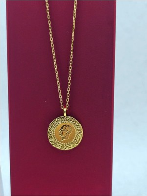 Mosso Steel Çeyrek Altın Çelik Kolye 22 Ayar Altın Renk