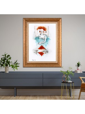 Giyense Altın Varaklı Çerçeveli Paspartulu Tablo SD1341