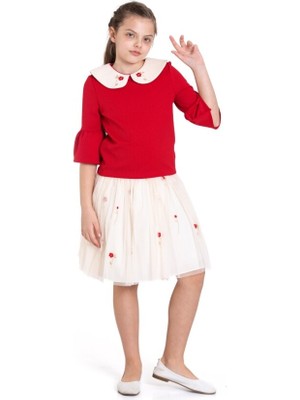 Kız Çocuk Kısa Kol Elbise 3-12 Yaş 3955-1