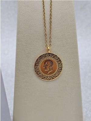 Mosso Steel Yarım Altın Çelik Kolye 22 Ayar Altın Renk