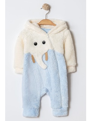 Chicsy Baby Unisex Bebek Fil Desenli Kapüşonlu Peluş Tulum