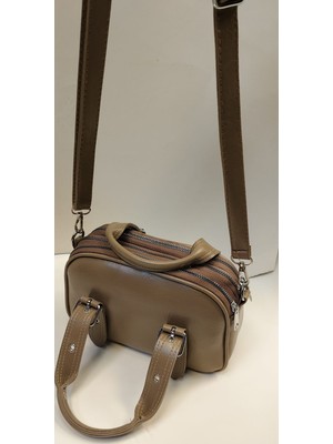 Mercan Bags Kadın Kemer Detaylı Kırışık Dokulu Deri Görünümlü Günlük El Kol ve Omuz Çantası