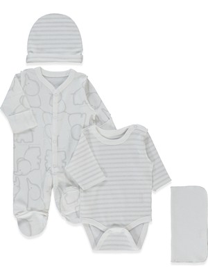 Bebetto Ribana Premature Tulum Set 4lü (Happy Anımal) Gri Melanj