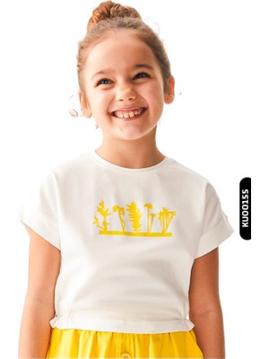 Nk Kids Dijital Baskılı Kısa Kollu Lastik Kollu Kız Çocuk Tışört 4-8 Yaş 36524