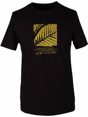 Trender 26Y595000010  Erkek T-Shirt Yaprak O Yaka Baskılı