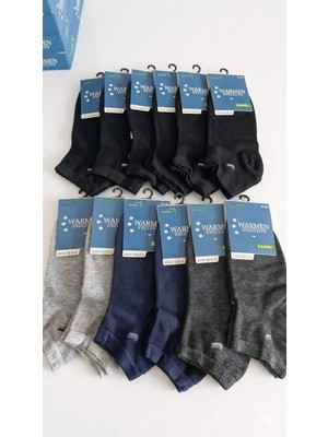 Warmen Bambu Erkek Patik Çorap; Mevsimlik ; 41-44 ; Asorti 12'li Kutu