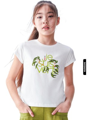 Nk Kids Pamuklu Baskılı Bisiklet Yaka Kız Çocuk Verte Tişört 8-14 Yaş 34482