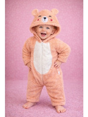 Chicsy Baby Kışlık Tatlı Ayıcık Figürlü Kapüşonlu Peluş Bebek Tulum