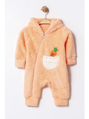 Chicsy Baby Unisex Bebek Kapüşonlu Havuç Cepli Peluş Tulum