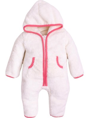 Chicsy Baby Kışlık Tatlı Peluş Pamuklu Cepli Kapüşonlu Bebek Çocuk Welsoft Tulum