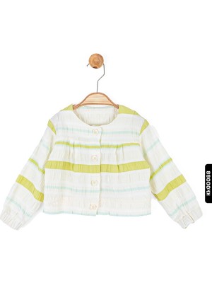 Nk Kids O Yakalı Çizgili Büzgü Kollu Düğmeli Kız Çocuk Gömlek 9AY-4 Yaş 36620