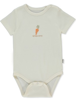Bebetto Interlok Kısa Kollu Body Yaş (Baby Carrot) Ekru