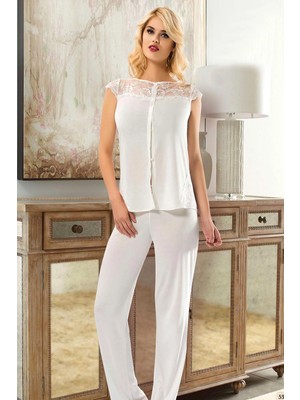 Çamaşır Kenti Ekru Penye Pijama Takımı - 1561