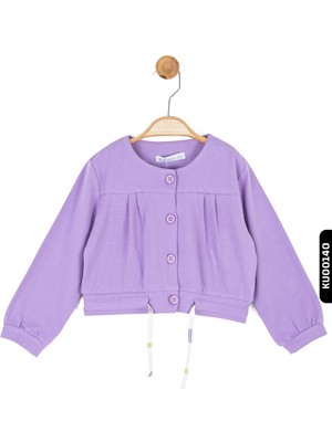 Nk Kids Düğmeli Yakalı Bomber Kalıplı Düz Renki Kız Çocuk Hırka 9AY-4 Yaş 36619