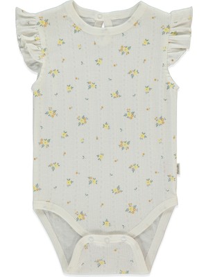 Bebetto Ajurlu Kısa Kollu Body Yaş Baskılı (Bloom) Sarı