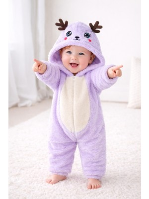 Chicsy Baby Tatlı Kapüşonlu Geyik Figürlü Peluş Bebek Tulum