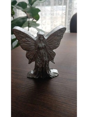 Doğal Gümüş Renkli Kanatlı Peri / Fairy Dekoratif Biblo & Obje