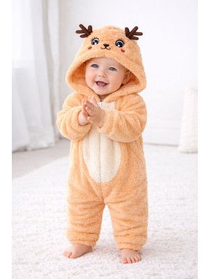Chicsy Baby Tatlı Kapüşonlu Geyik Figürlü Peluş Bebek Tulum