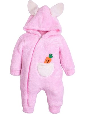 Bulut Baby Mutlu Tavşan Unisex Fermuarlı Kışlık Bebek Uyku Tulumu Bebek Tulumu Bebek Kostümü