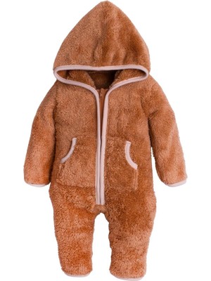 Chicsy Baby Kışlık Tatlı Peluş Pamuklu Cepli Kapüşonlu Bebek Çocuk Welsoft Tulum