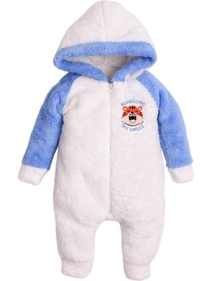 Chicsy Baby Kışlık Tatlı Peluş Pamuklu Kaplan Nakışlı Kapüşonlu Welsoft Tulum