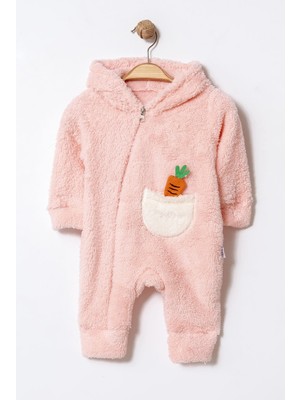 Chicsy Baby Unisex Bebek Kapüşonlu Havuç Cepli Peluş Tulum