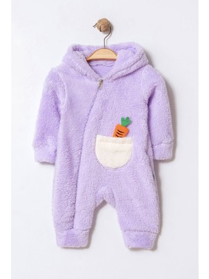 Chicsy Baby Unisex Bebek Kapüşonlu Havuç Cepli Peluş Tulum