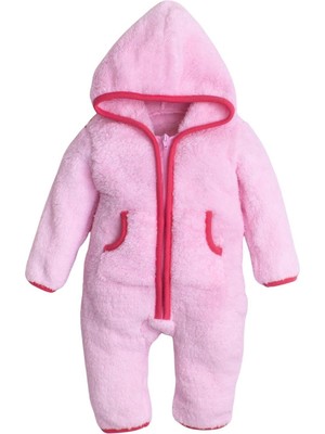 Chicsy Baby Kışlık Tatlı Peluş Pamuklu Cepli Kapüşonlu Bebek Çocuk Welsoft Tulum