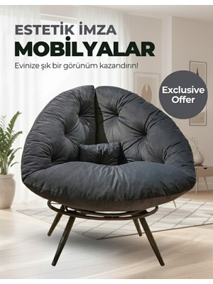 AVYNA Şık Tasarım Tekli Koltuk Berjer | Dinlenme & Okuma Koltuğu | Yastıklı Konfor - Füme