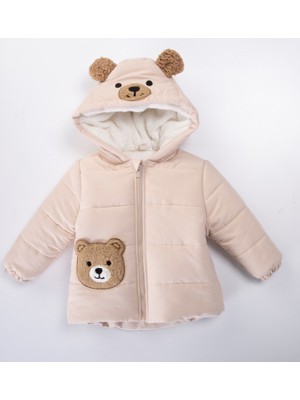 Midimod Ayıcık Nakışlı Içi Polarlı Kapüşonlu Şişme Erkek Çocuk Mont 2-6 Yaş 51429