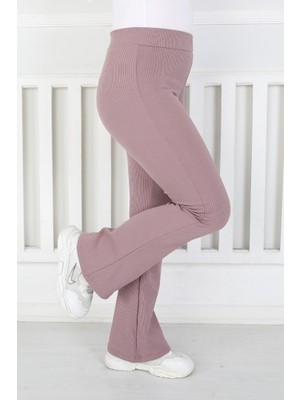 Libas Verda Ispanyol Paça Birinci Kalite Fitilli Kumaş Mürdüm Kız Çocuk Günlük Tayt