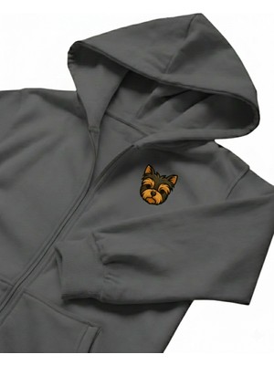 Muhtar Store Erkek Yorkshire Terrier Baskılı Oversize Fermuarlı Hoodie
