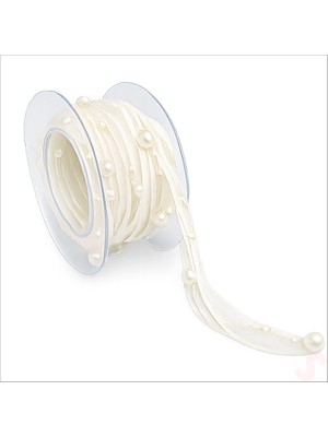 Süsle Bebek ve Parti Incili ve Satenli Organze Kurdele, 4 cm x 4,57 mt - Krem