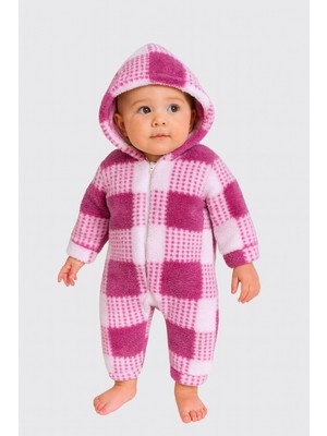Chicsy Baby Kışlık Tatlı Peluş Welsoft Tulum Mor Renkli %100 Pamuklu Uzun Kollu Kız Bebek Tulum