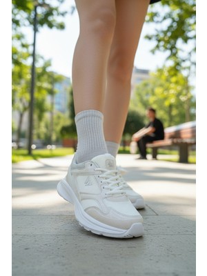 Enoch Kadın File Panelli Bağcıklı Yüksek Tabanlı Spor Ayakkabı