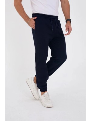 Modatıkla Unisex Kışlık Üç Iplik Lastikli Eşofman Pantolon - Lacivert