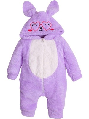 Chicsy Baby Kışlık Tatlı Peluş Pamuklu Nakışlı Kapüşonlu Welsoft Tulum