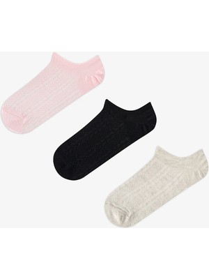 Penti 3 Çift Pamuklu Kendinden Desenli Sneaker Çorap