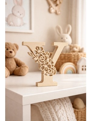 Kafs Store Çiçek Desenli “y” Harfi | Çocuk Odası Dekoru | 14×14×3