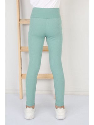 Libas Verda Fitilli Şardonlu Mint Kız Çocuk Günlük Tayt