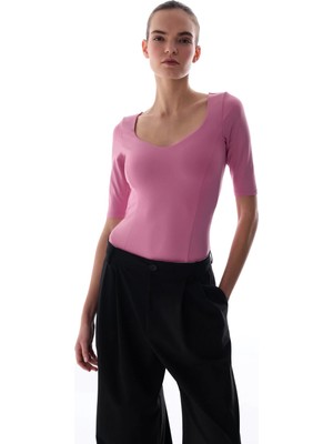 Penti Pembe Kalp Yaka Bodysuit