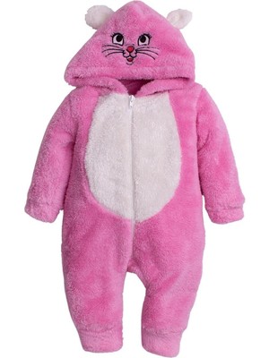 Chicsy Baby Kışlık Tatlı Peluş Pamuklu Tavşan Nakışlı Kapüşonlu Welsoft Tulum