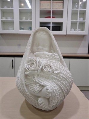 Doğal Detaylı  Beyaz Bebek Biblosu