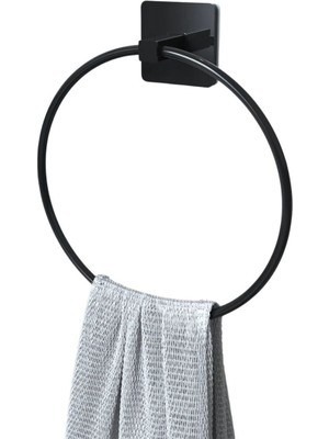 By Nevser® Kendiliğinden Yapışkanlı Siyah Paslanmaz Metal Yuvarlak Havluluk