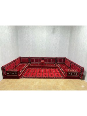 Coton Şark Köşesi Otantik Desenli Lüx Minder, Kilim Takımı Konsept 15 Parça